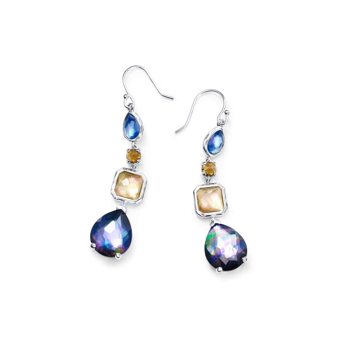 4-Stone Mixed Shape Drop Earrings