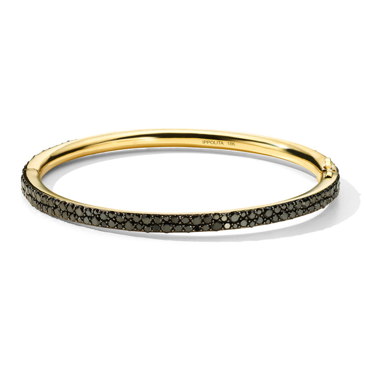 Hinged Bangle  with Black Diamonds