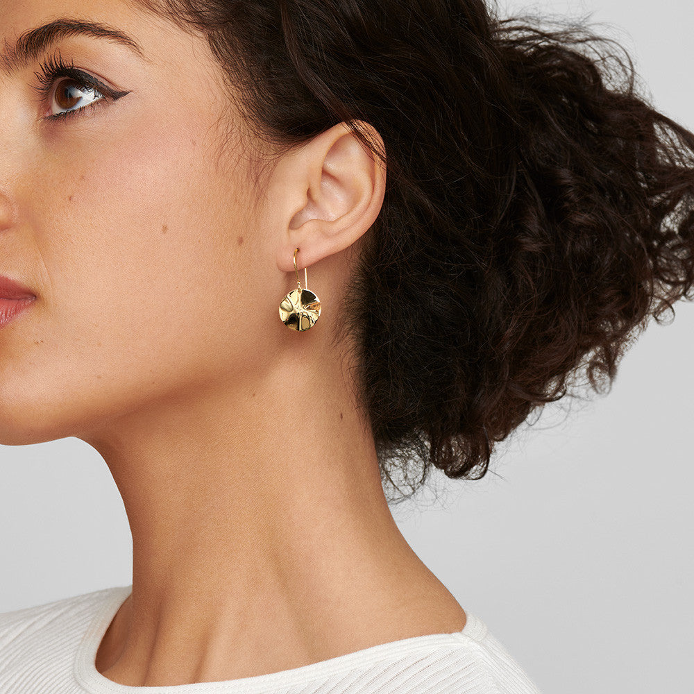 Mini Wavy Disc Drop Earrings