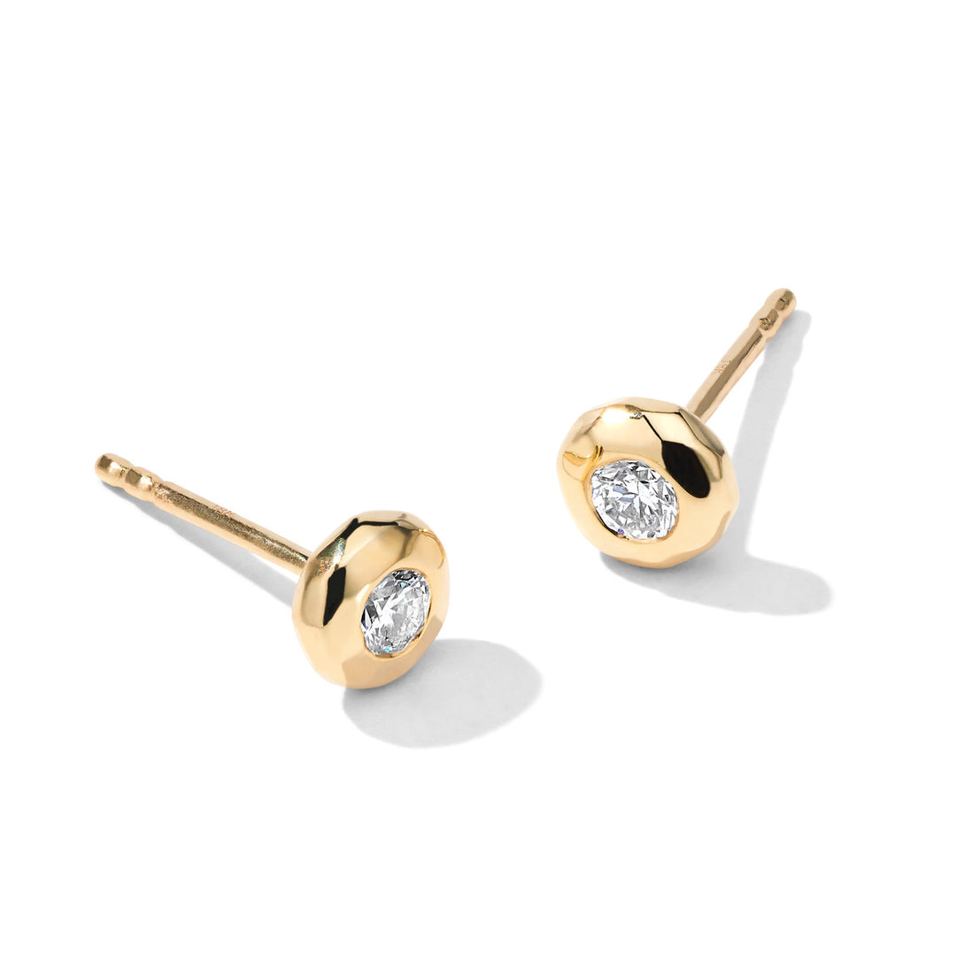 Medium Bezel Set Diamond Stud Earrings (0.25 ctw)