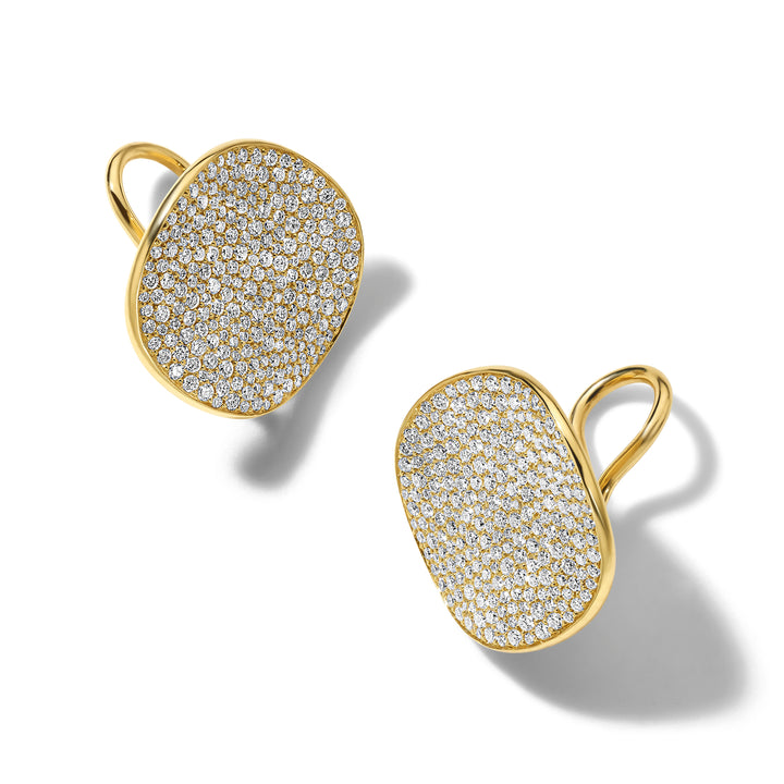 Large Flower Disc Clip Earrings in18K Gold