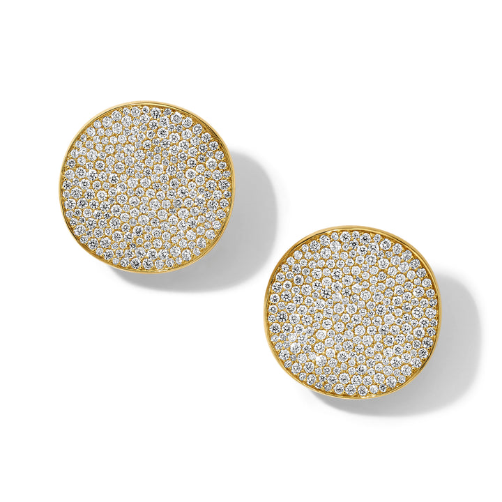 Large Flower Disc Clip Earrings in18K Gold