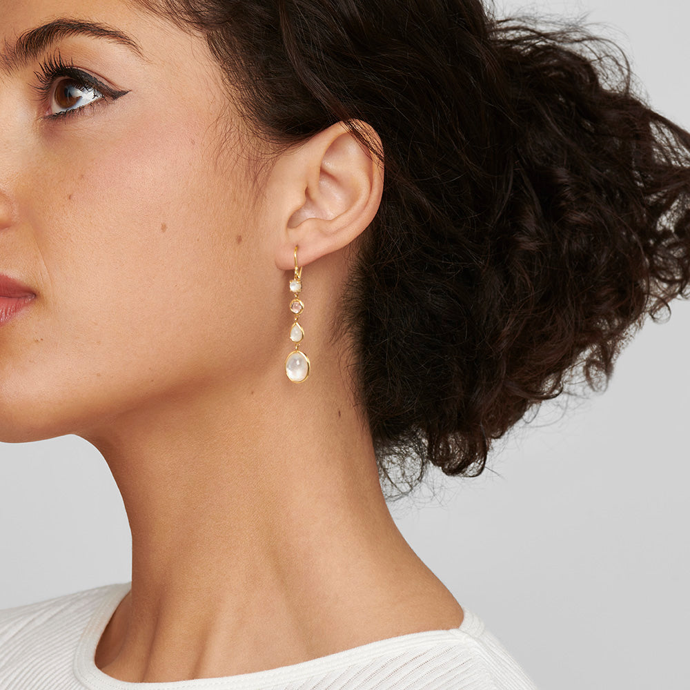 Small 4-Stone Linear Drop Earrings