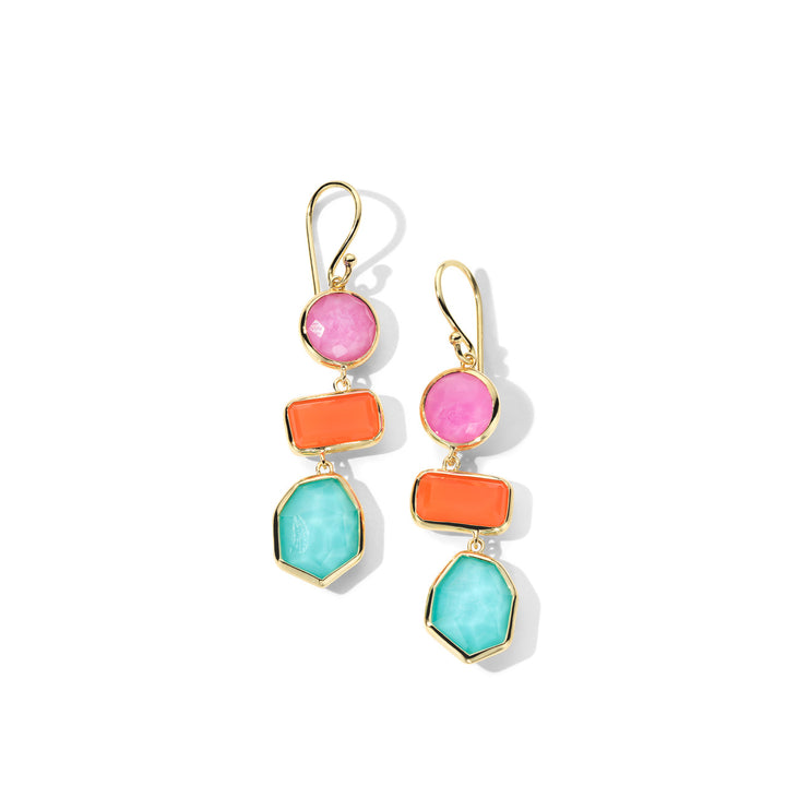 Small 3-Stone Drop Earrings