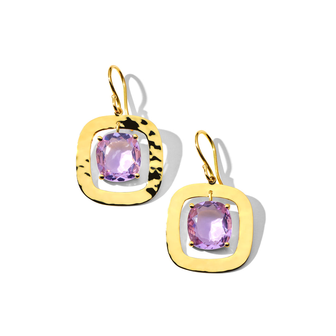 Crinkle Earrings with Medium Cushion Stone