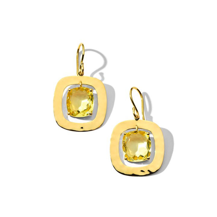 Crinkle Earrings with Medium Cushion Stone