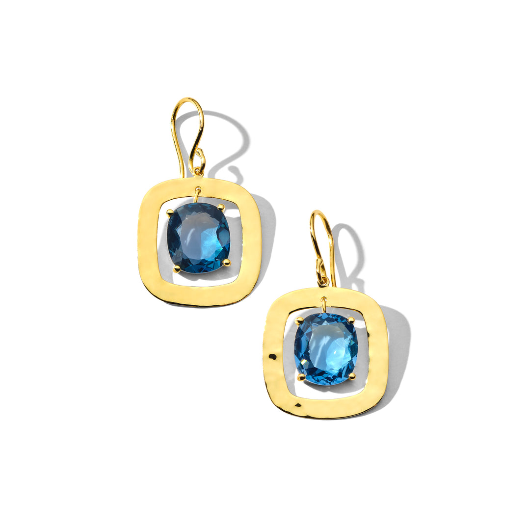 Crinkle Earrings with Medium Cushion Stone