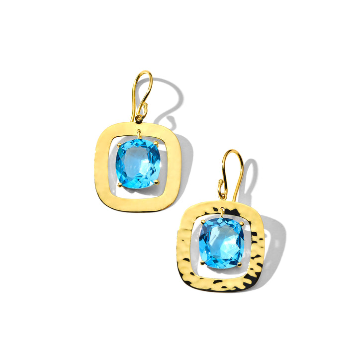 Crinkle Earrings with Medium Cushion Stone