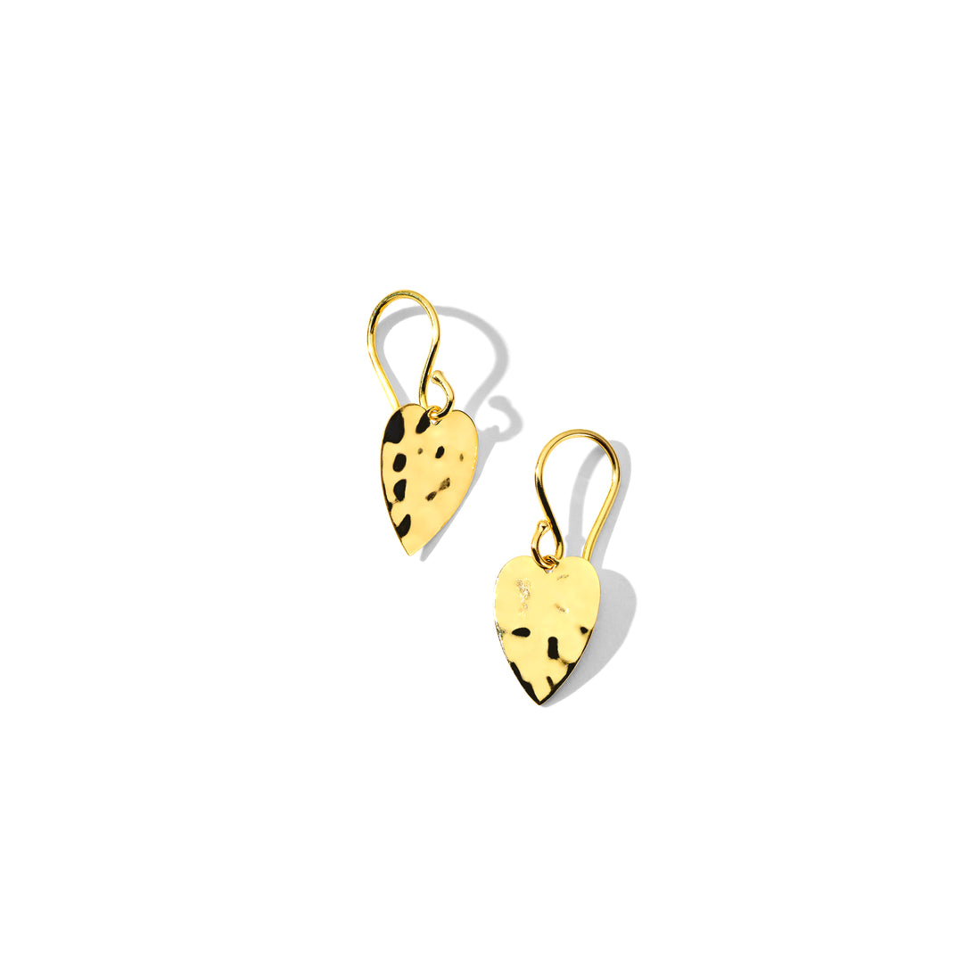 Mini Heart Crinkle Drop Earrings