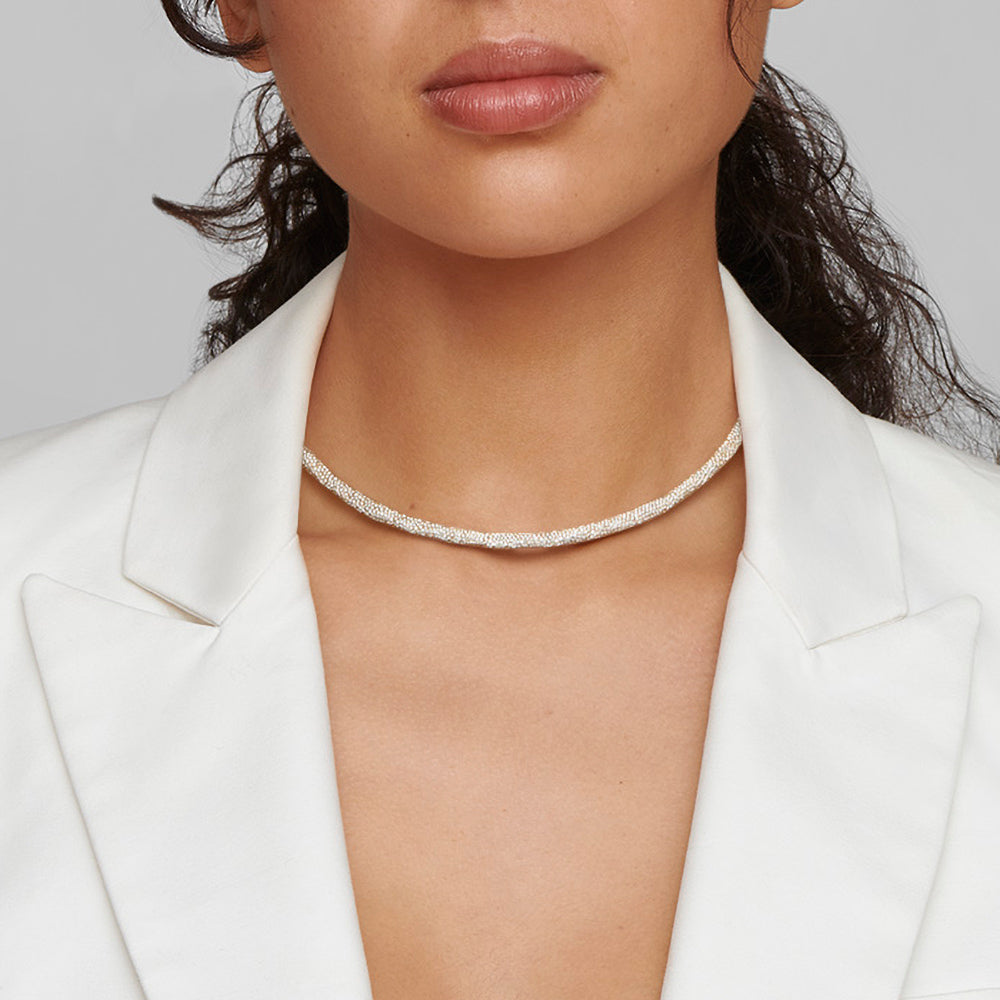 Squiggle Pavé Hinged Collar Necklace