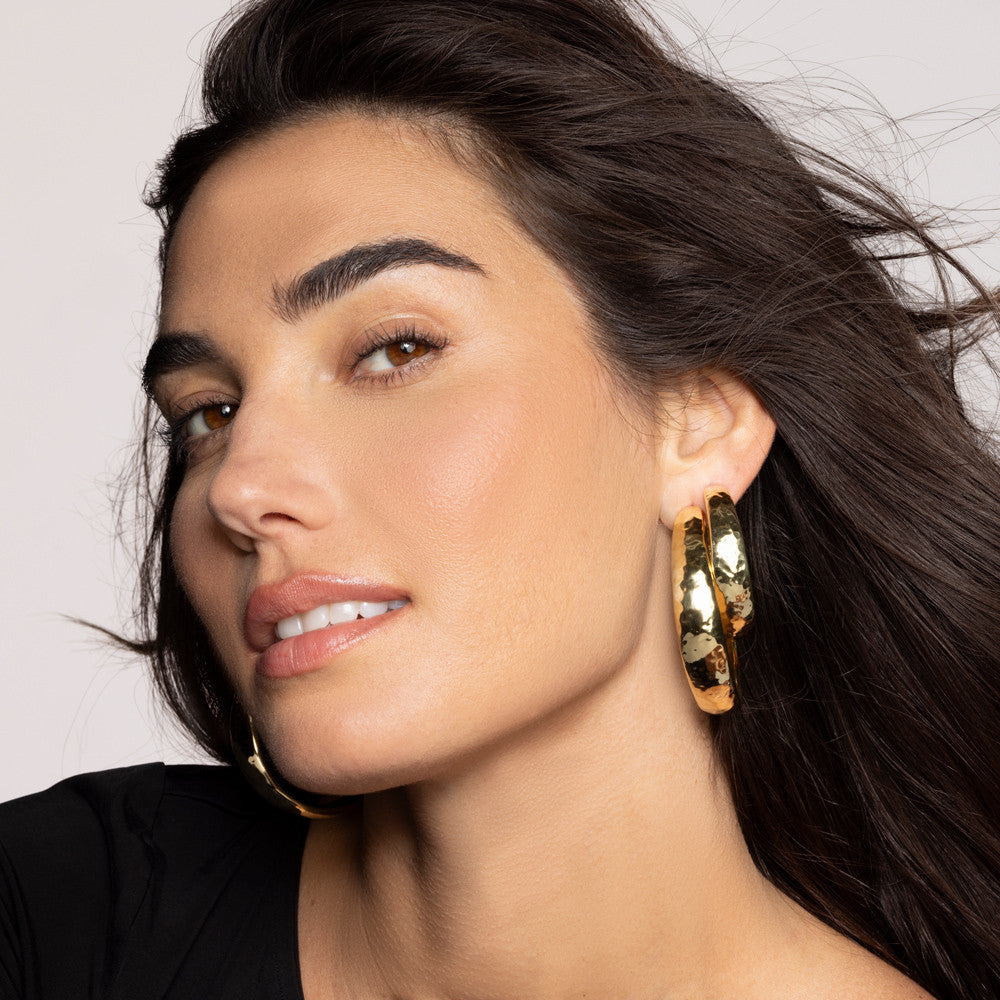 Extra-Large Hammered Hoop Earrings