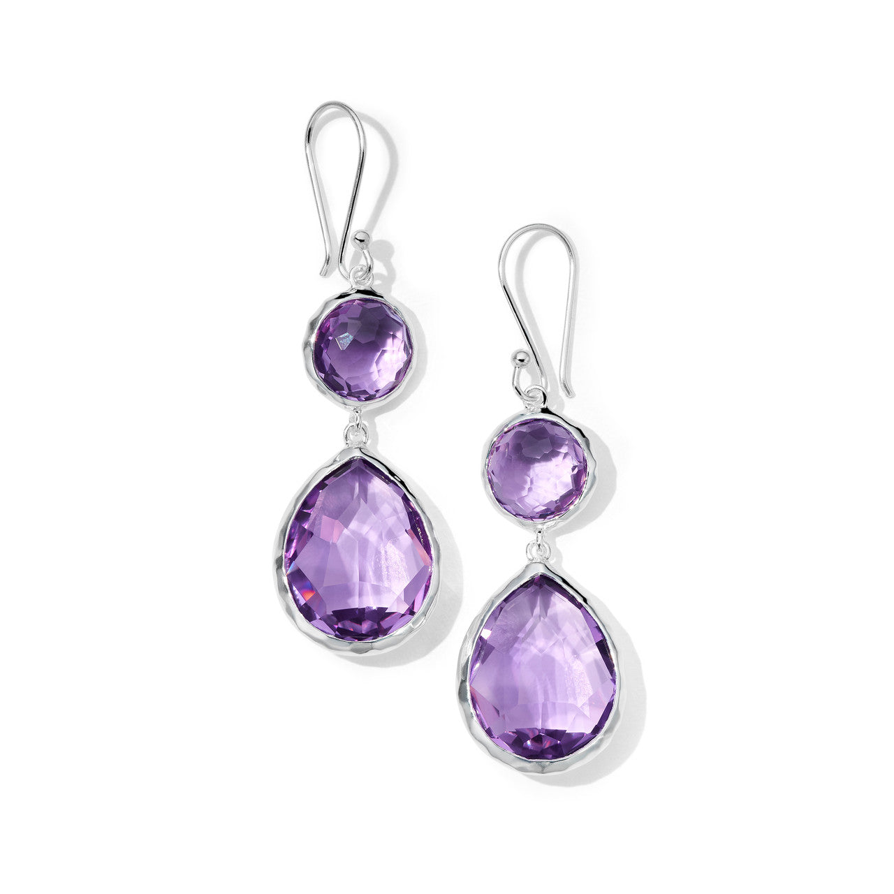 IPPOLITA ROCK CANDY 925 STERLING SILVER shops QUARTZ 2 STONE HOOP EARRINGS PLUM