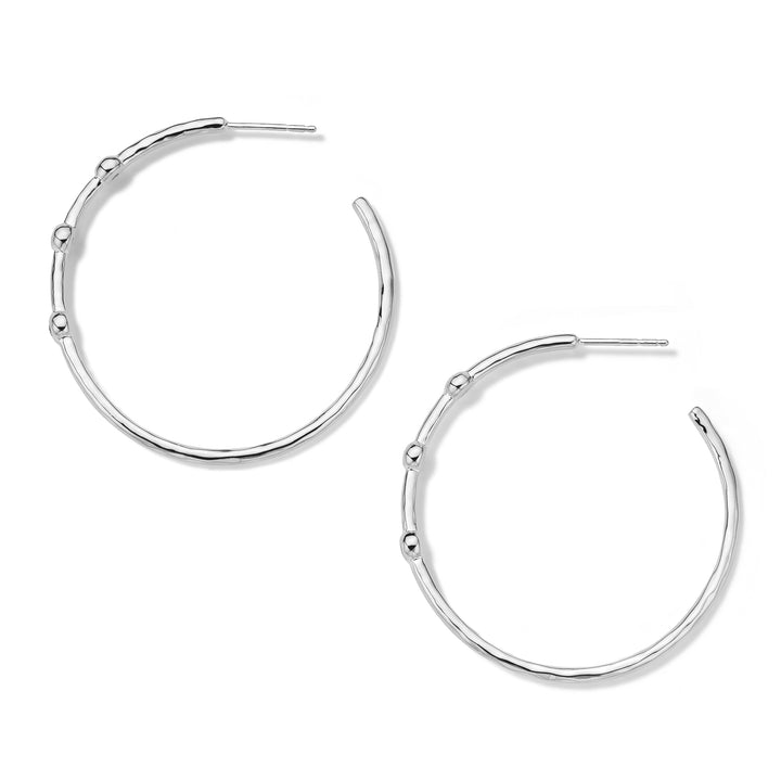 3-Stone Hammered Hoop Earrings (0.17ctw)