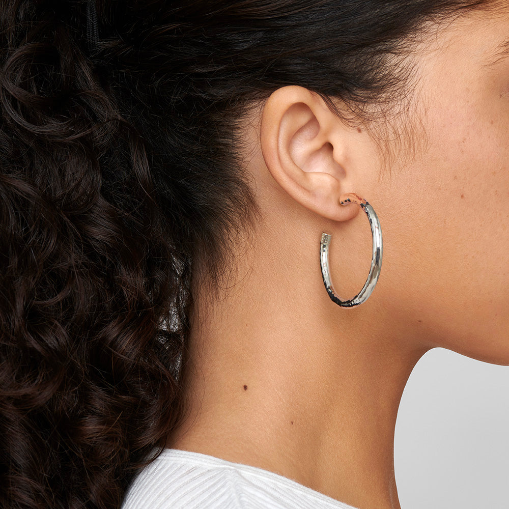 Medium Hammered Hoop Earrings