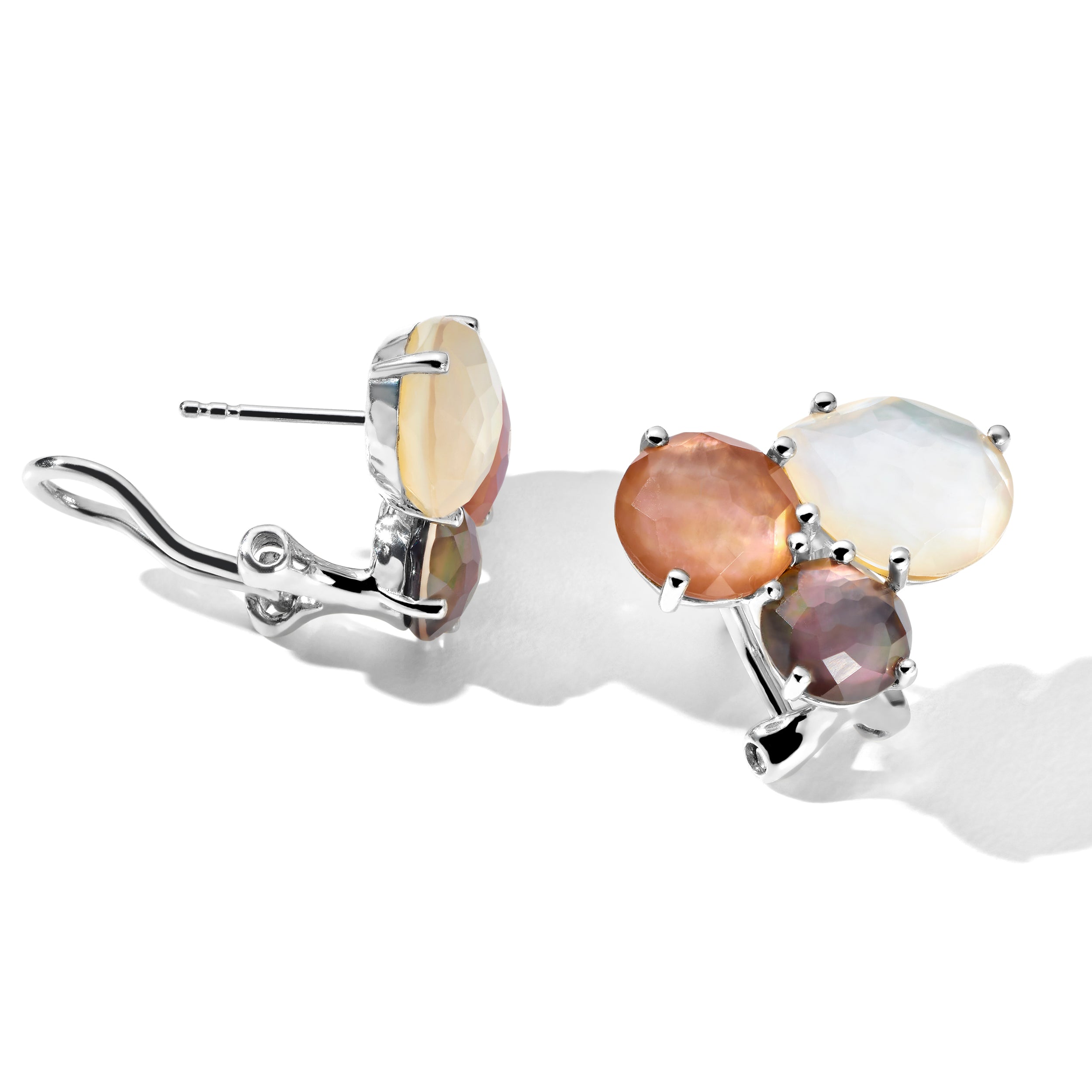 IPPOLITA ROCK CANDY 925 STERLING SILVER QUARTZ 2 STONE HOOP EARRINGS PLUM selling