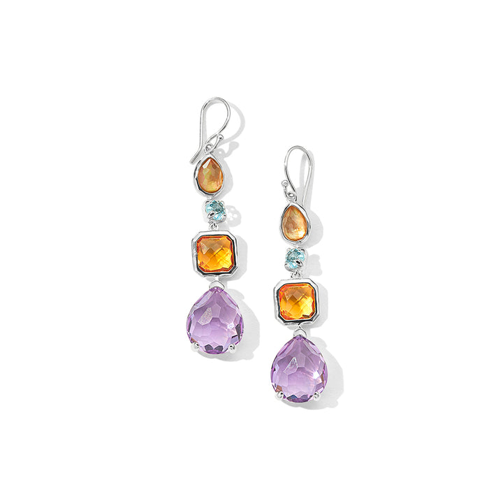 4-Stone Mixed Shape Drop Earrings