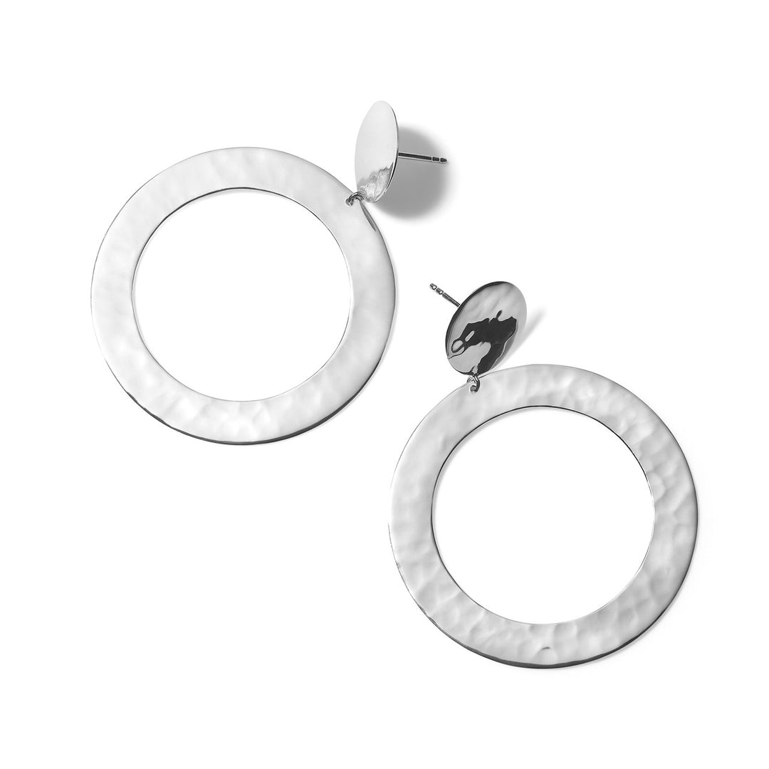 Crinkle Open Circle Snowman Earrings