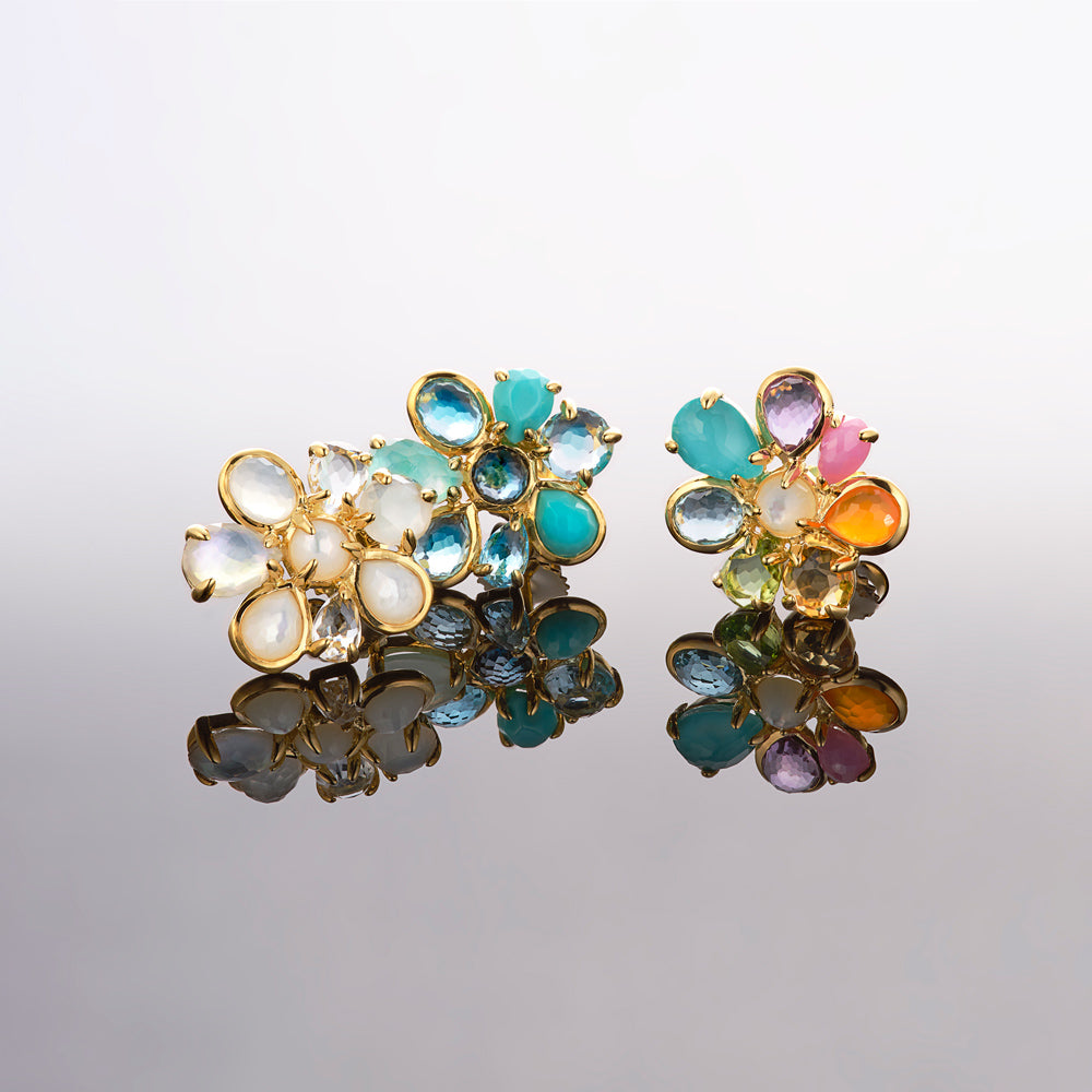 Small 8-Stone Cluster Earrings