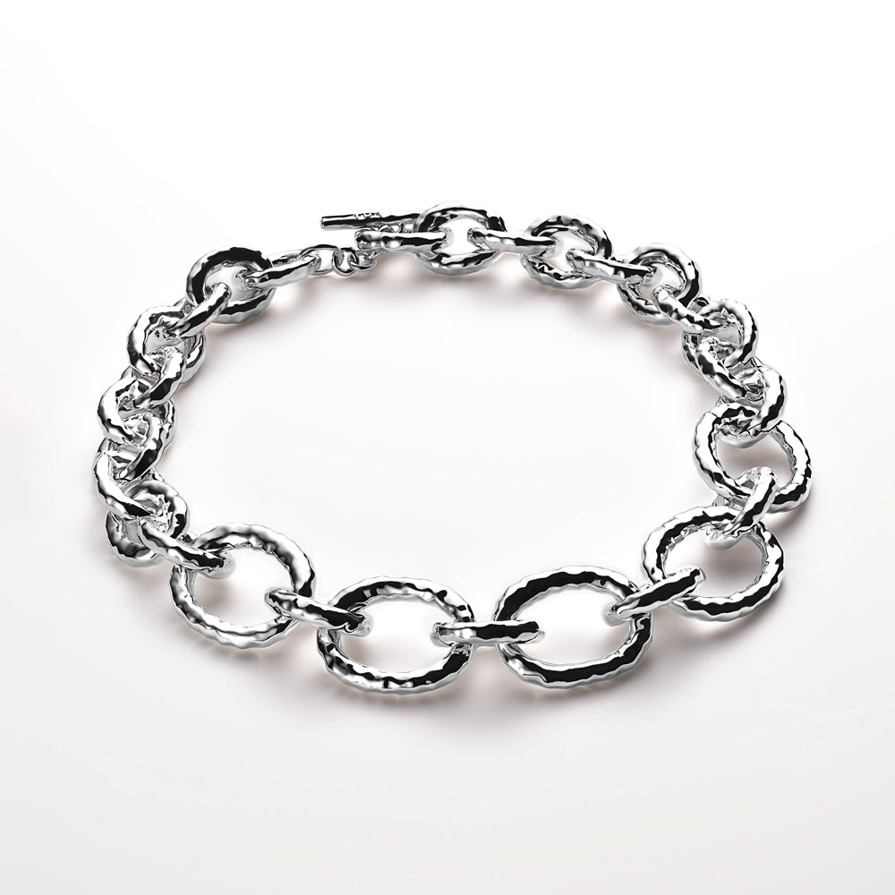 Large Linked Hammered Bastille Necklace