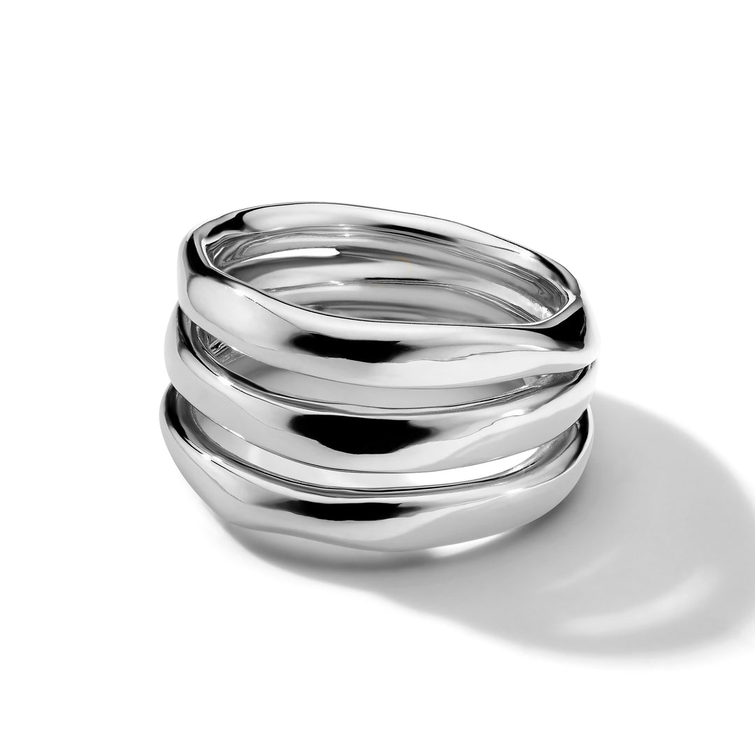 Triple-Band Solid Squiggle Ring