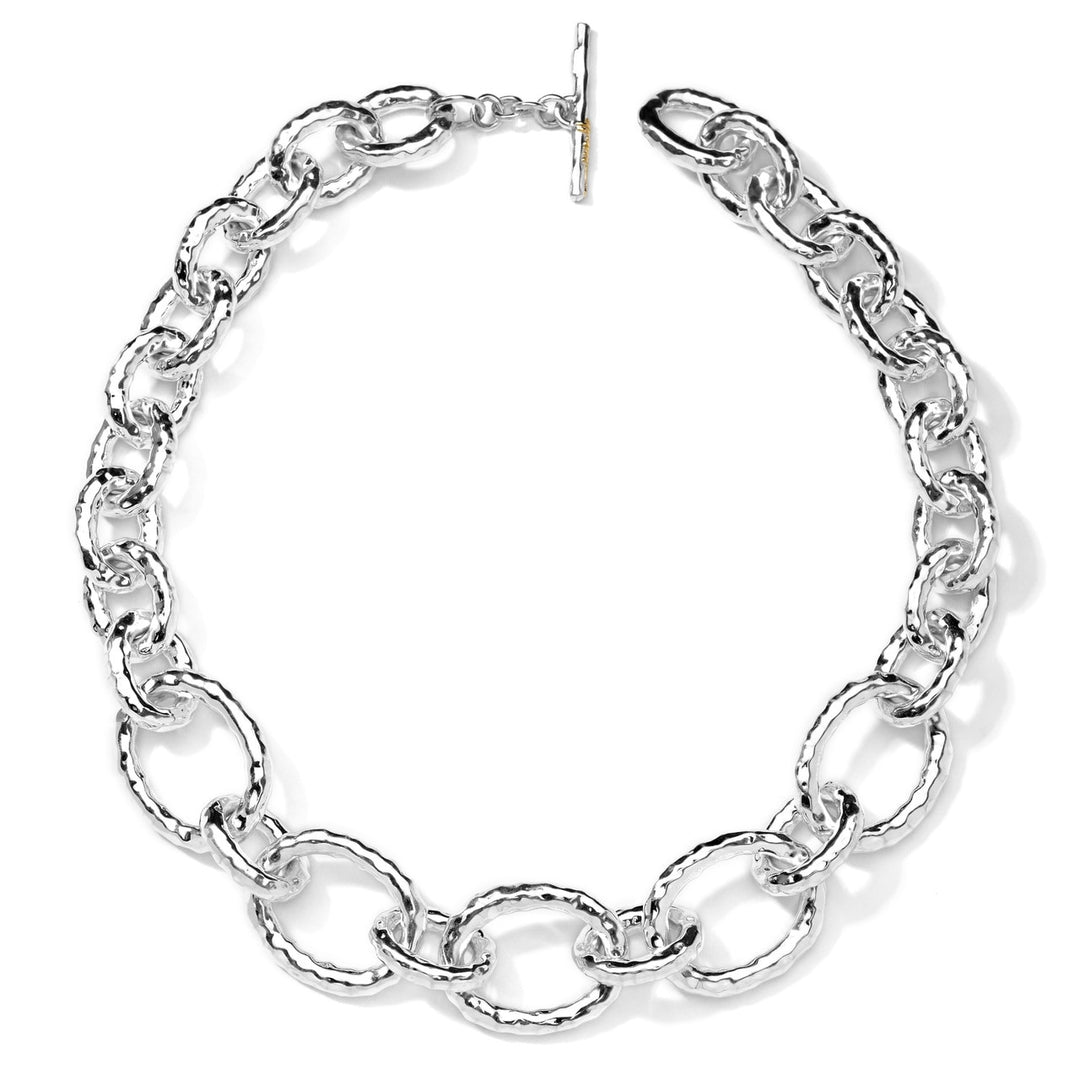 Large Linked Hammered Bastille Necklace