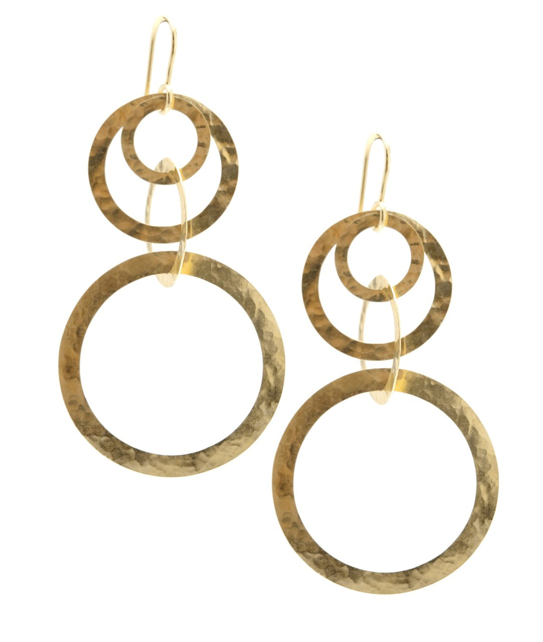 Crinkle Hammered Circle Drop Earrings