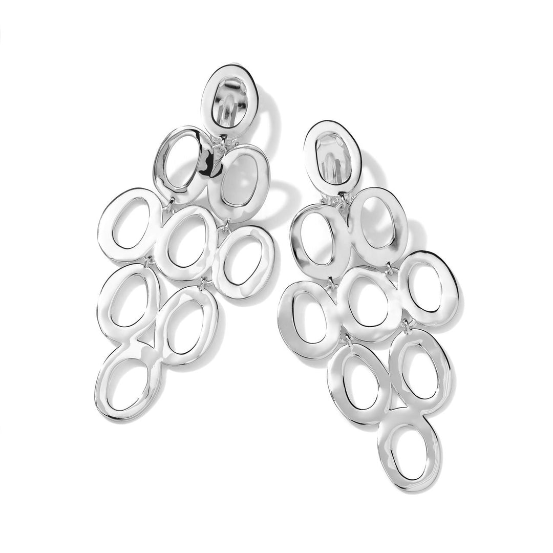 Open Oval Cascade Clip Earrings