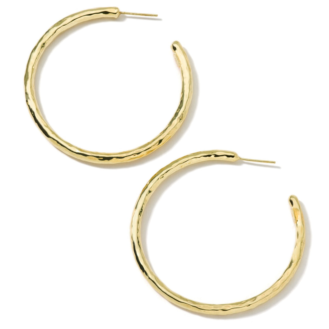 Thin Large Hammered Hoop Earrings