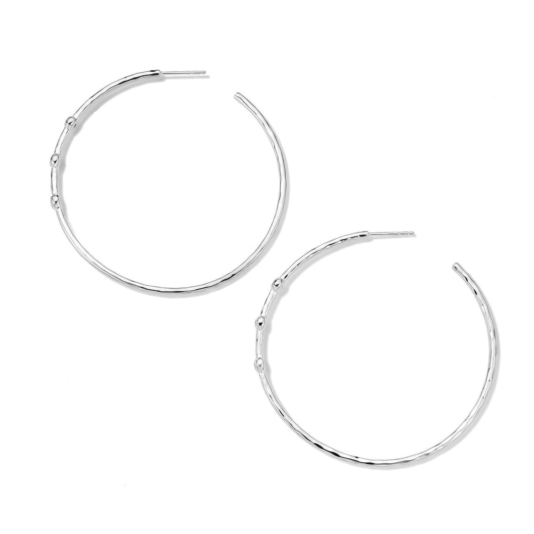 Large 3-Stone Hammered Hoop Earrings (0.17ctw)