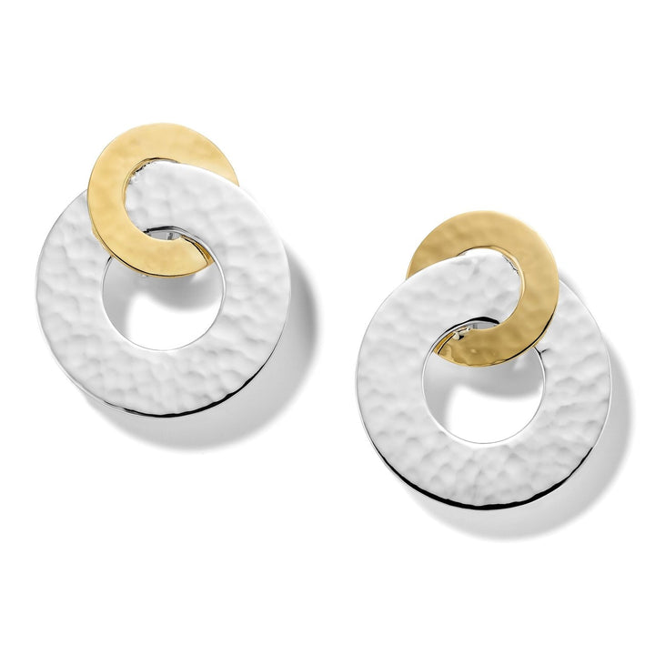 Hammered Interlocking Open Disc Earrings