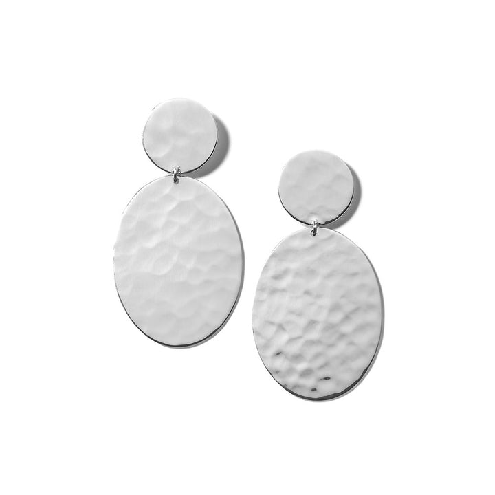 Crinkle Hammered Oval Snowman Earrings