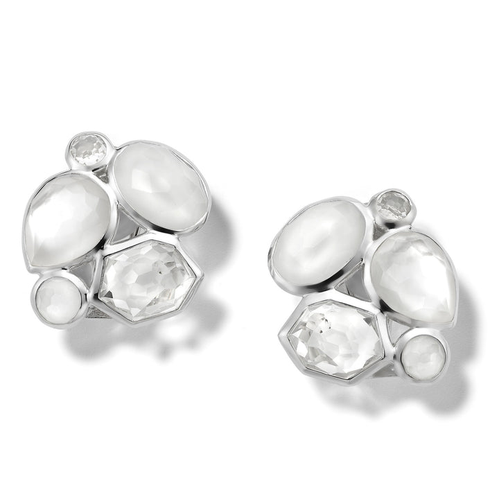 5-Stone Cluster Clip Earrings