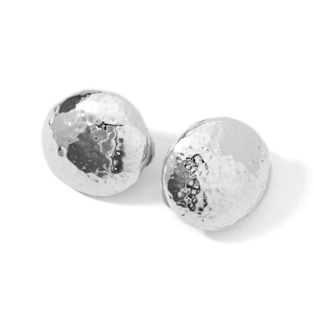 Hammered Button Stud Clip Earrings