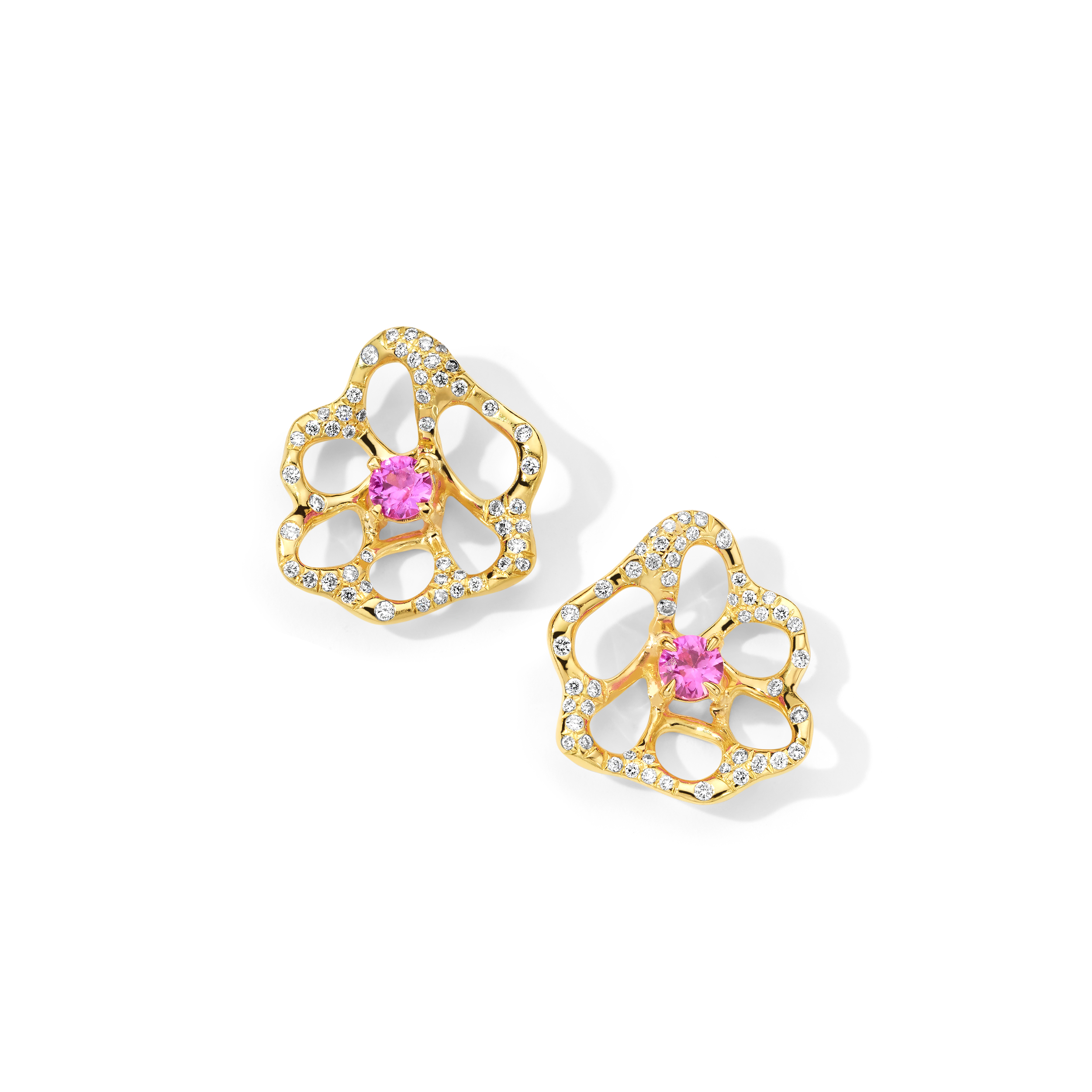 18kt rose gold Flora diamond drop earrings