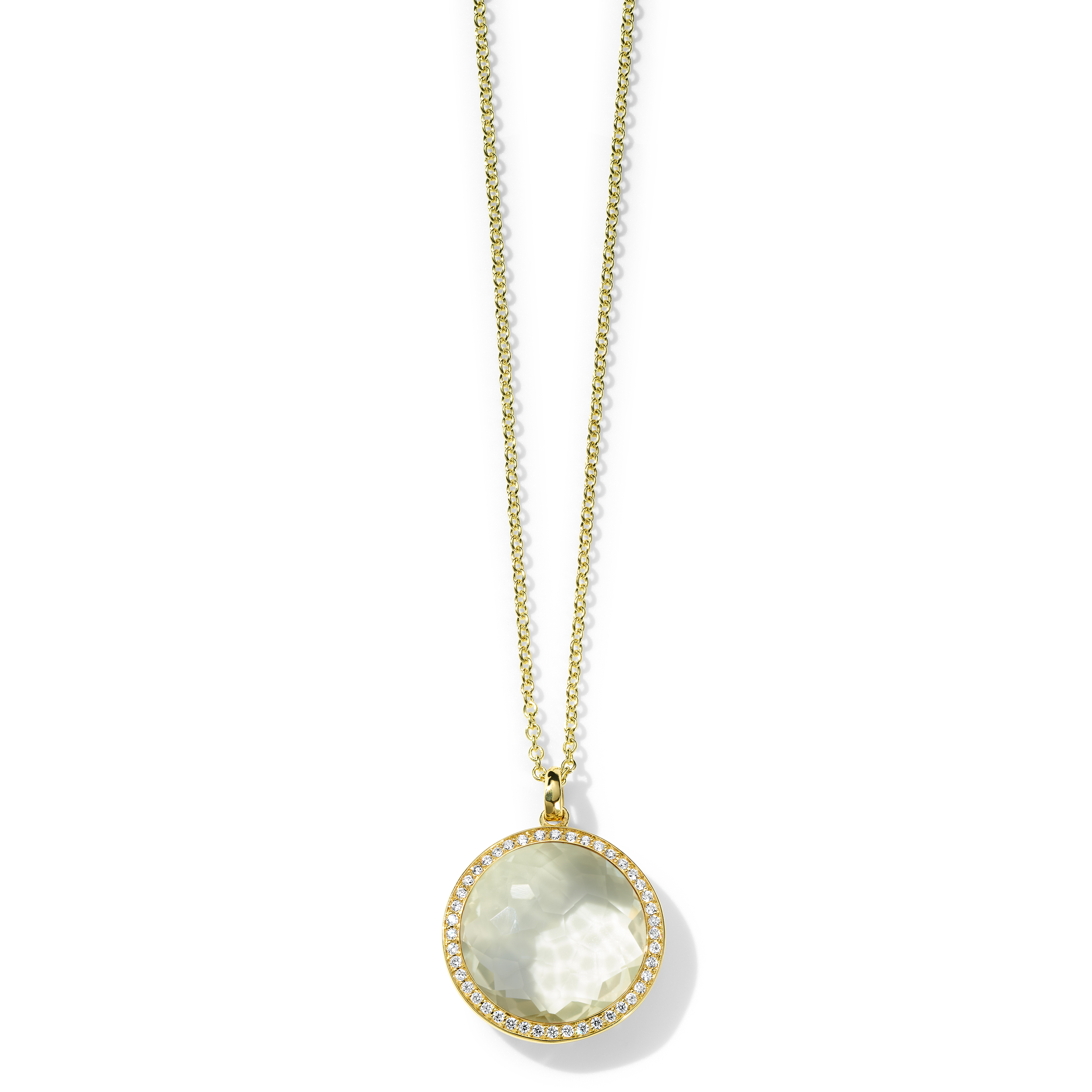 Shy Creation Natural Mother-Of-Pearl Pendant Necklace 1/10 ct tw Diamonds 14K Yellow Gold 18 Sc55023485